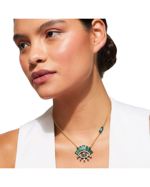 Crystal & Imitation Pearl Evil Eye Pendant Necklace