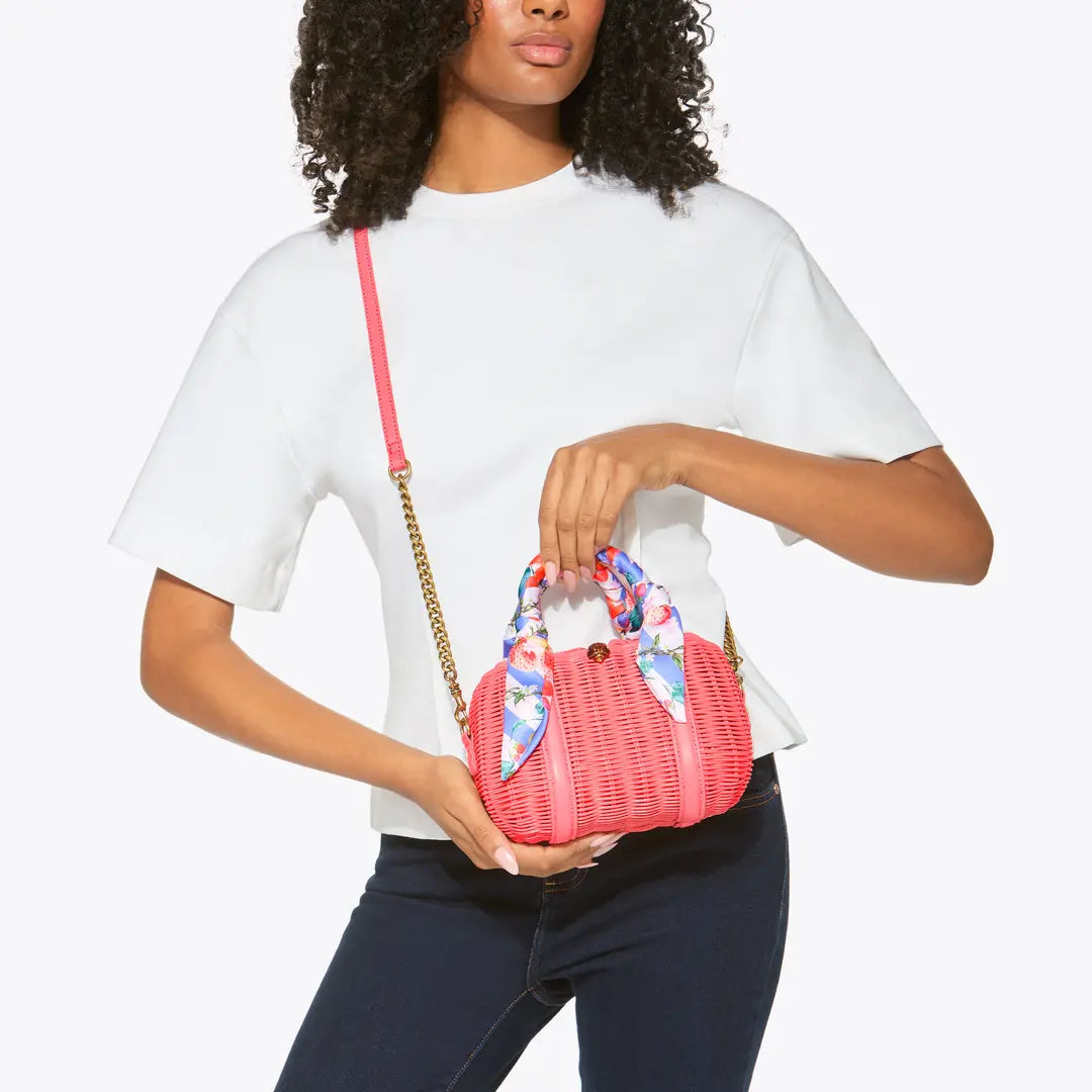 Kurt Geiger Pink Kensington Basket Boston Crossbody Bag